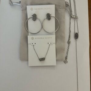 Kendra Scott Lot of Platinum Drusy Necklaces and Earrings